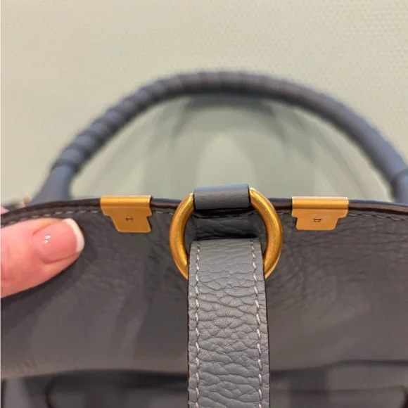 Chloe Marcie Leather Satchel Cloud Blue - Picture 7 of 13